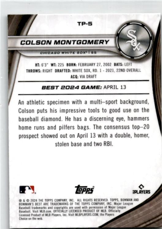 2024 Bowman's Best Prospects #TP-5 Colson Montgomery Chicago White Sox