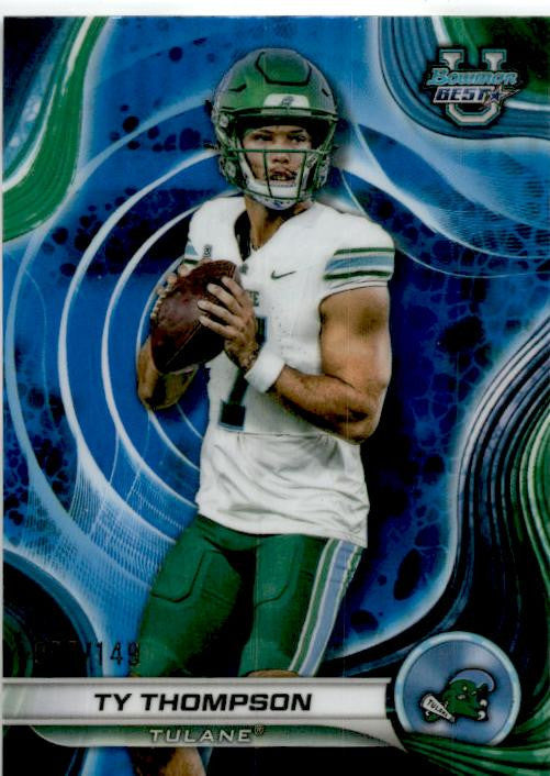2024 Bowman University Best Blue Refractor #61 Ty Thompson Green Wave