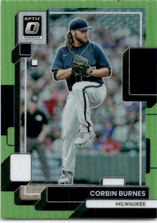 2022 Donruss Optic Lime Green Prizm #182 Corbin Burnes Milwaukee Brewers