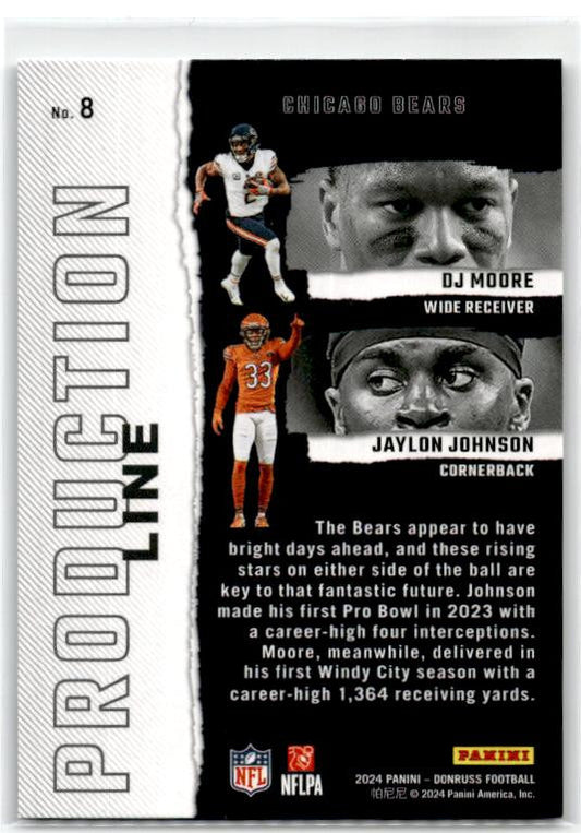 2024 Donruss Production Line #8 D.J. Moore / Jaylon Johnson Chicago Bears