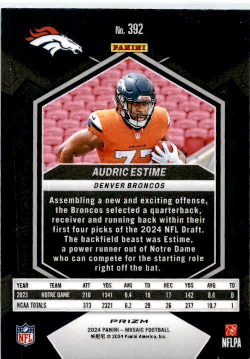 2024 Panini Mosaic Mosaic Reactive Blue #392 Audric Estime Denver Broncos