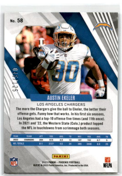 2023 Panini Phoenix Teal #58 Austin Ekeler #/125 Los Angeles Chargers