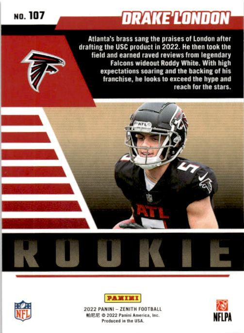 2022 Zenith #107 Drake London Rookie Atlanta Falcons