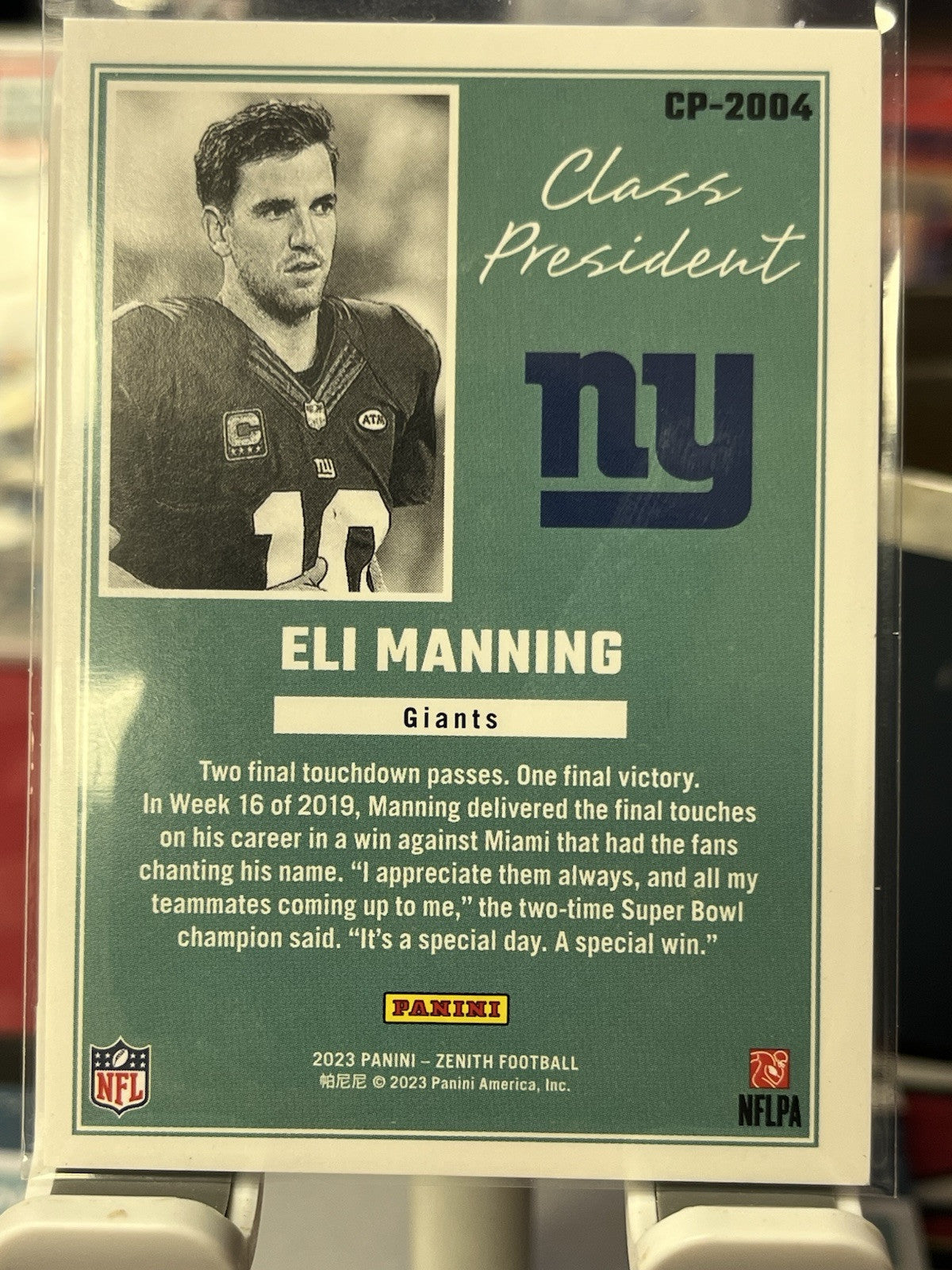 2023 PANINI ZENITH ELI MANNING CLASS PRESIDENT #CP-2004 GIANTS