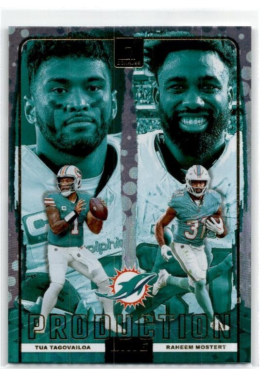 2024 Donruss Production Line #1 Tua Tagovailoa / Raheem Mostert Dolphins