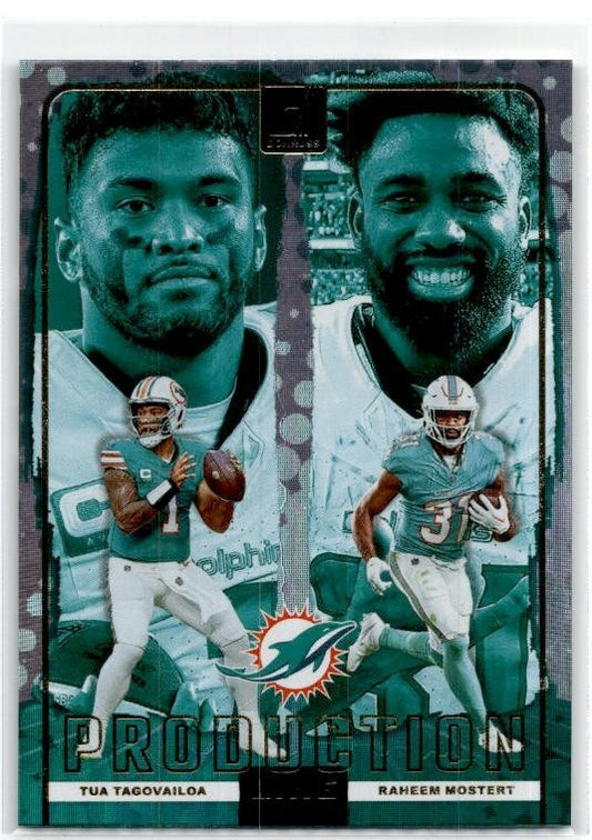 2024 Donruss Production Line #1 Tua Tagovailoa / Raheem Mostert Dolphins