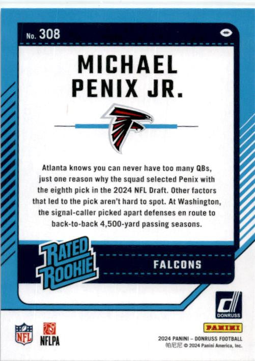 2024 Donruss #308 Michael Penix Jr. Rookie Atlanta Falcons
