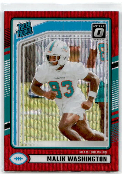 2024 Donruss #397 Malik Washington Optic Rated Rookies Preview Red Wave