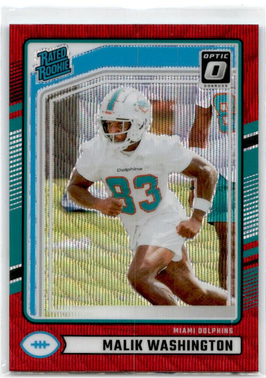 2024 Donruss #397 Malik Washington Optic Rated Rookies Preview Red Wave
