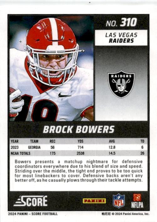 2024 Score #310 Brock Bowers Rookie Las Vegas Raiders
