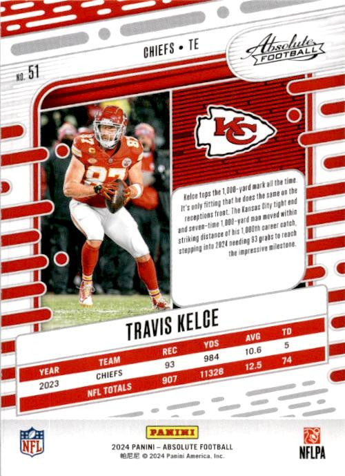 2024 Panini Absolute Red #51 Travis Kelce Kansas City Chiefs