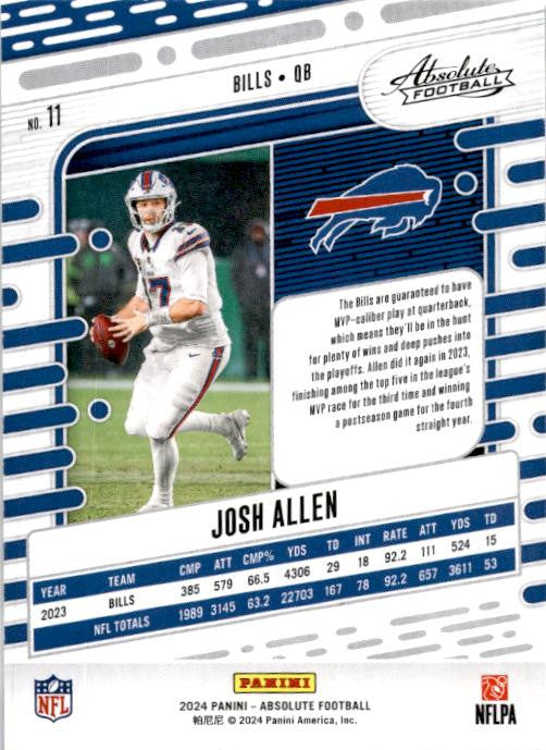2024 Panini Absolute #11 Josh Allen Buffalo Bills