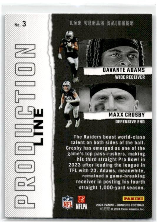 2024 Donruss Production Line #3 Davante Adams / Maxx Crosby Raiders