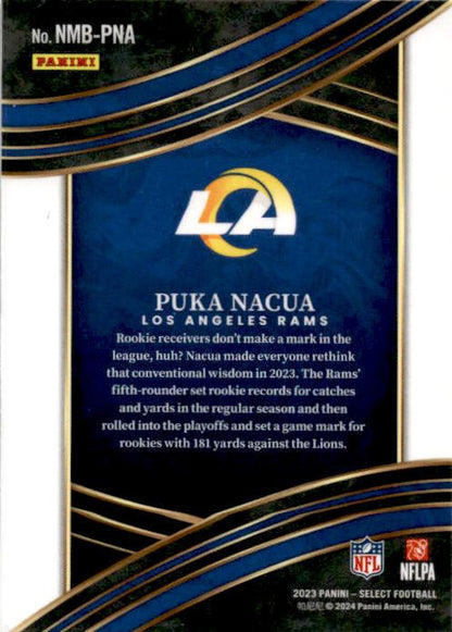 2023 Panini Select Select Numbers #NMB-PNA Puka Nacua Los Angeles Rams