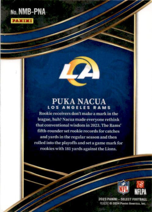 2023 Panini Select Select Numbers #NMB-PNA Puka Nacua Los Angeles Rams