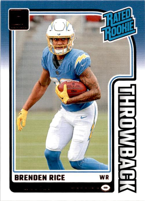 2024 Donruss Rated Rookies Throwback #22 Brenden Rice Los Angeles Chargers