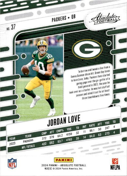2024 Panini Absolute #37 Jordan Love Green Bay Packers