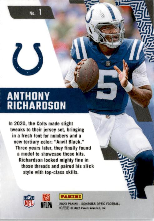 2023 Donruss Optic Primary Colors #1 Anthony Richardson Indianapolis Colts