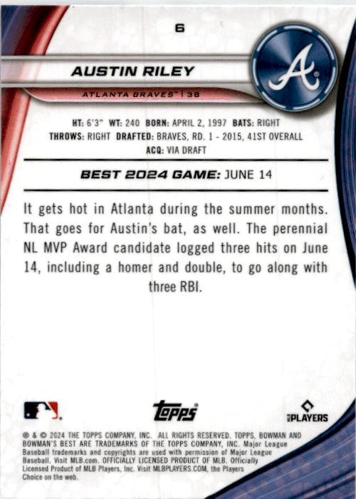 2024 Bowman's Best #6 Austin Riley Atlanta Braves