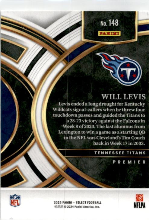2023 Panini Select #148 Will Levis Rookie Tennessee Titans