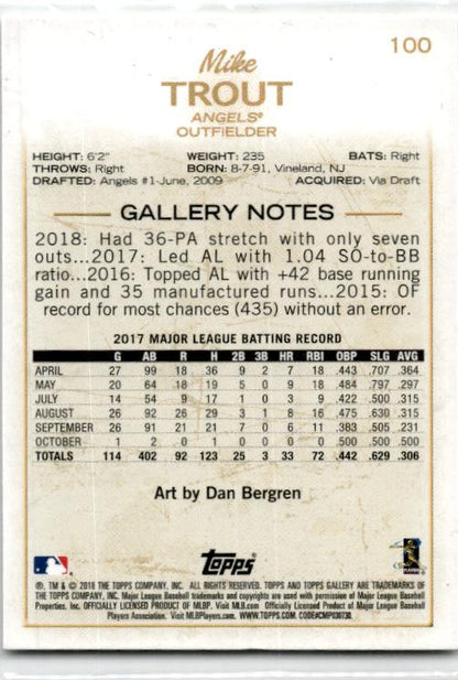 2018 Topps Gallery #100 Mike Trout