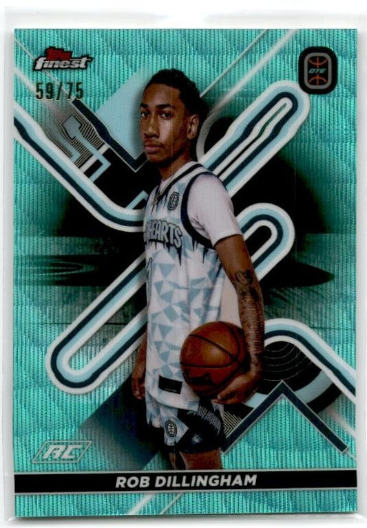 2022-23 Topps Finest OTE Aqua Wave Refractors #/75 #77 Rob Dillingham