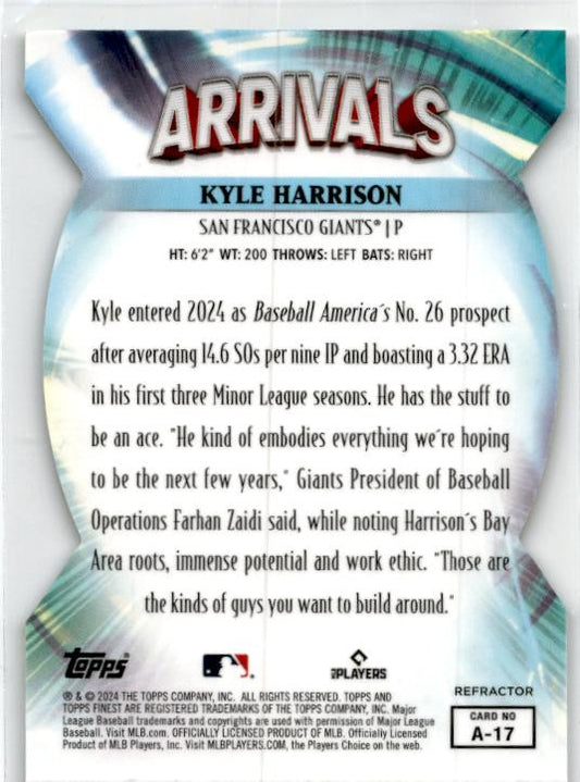 2024 Finest Arrivals Refractors #A-17 Kyle Harrison San Francisco Giants