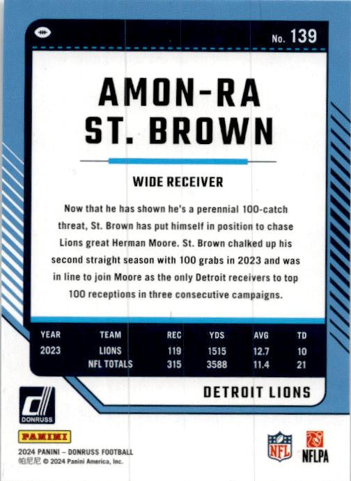 2024 Donruss #139 Amon-Ra St. Brown Detroit Lions