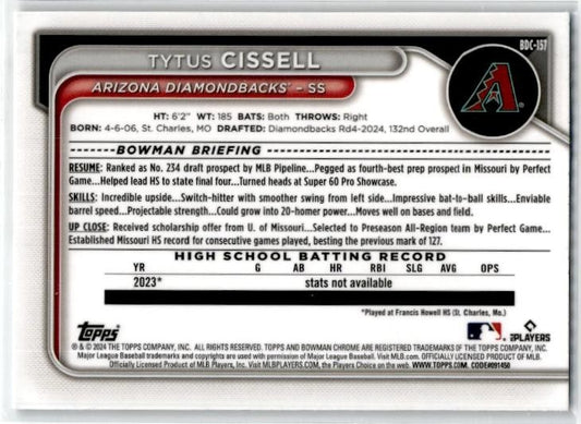 2024 Bowman Draft #BDC-157 Tytus Cissell Chrome