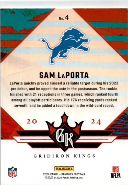 2024 Donruss Gridiron Kings #4 Sam LaPorta Detroit Lions