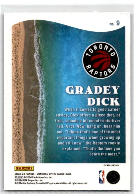 2023-24 Donruss Optic Splash Purple #9 Gradey Dick Toronto Raptors