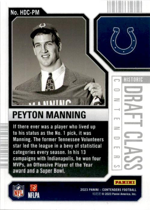 2023 Panini Contenders Historic Draft Class #HDC-PM Peyton Manning Colts