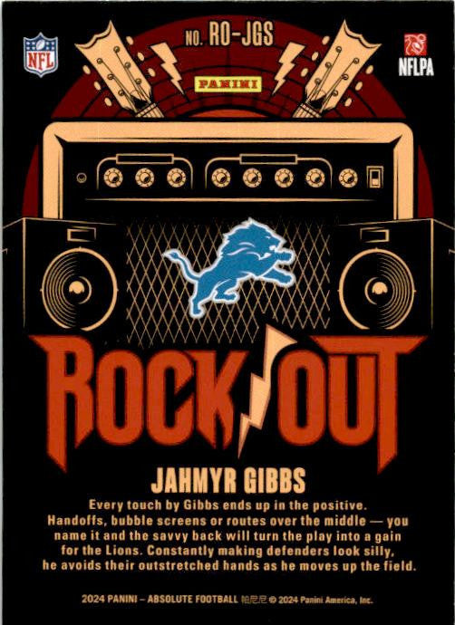 2024 Panini Absolute Rock Out #RO-JGS Jahmyr Gibbs Detroit Lions