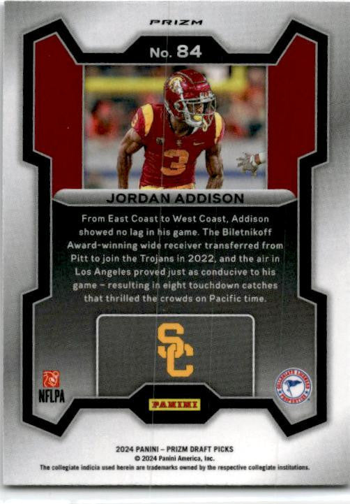 2024 Panini Prizm Draft Picks Purple Wave #84 Jordan Addison USC Trojans