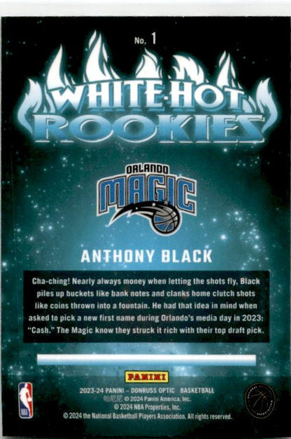 2023-24 Donruss Optic White Hot Rookies #1 Anthony Black Orlando Magic