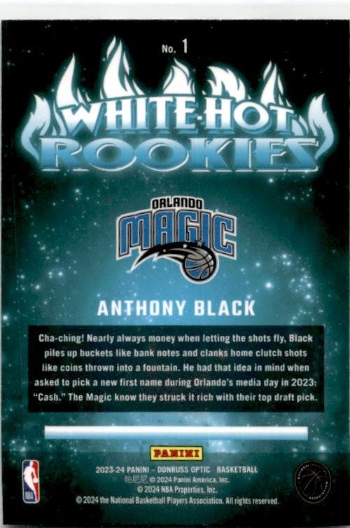 2023-24 Donruss Optic White Hot Rookies #1 Anthony Black Orlando Magic