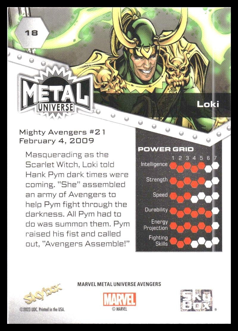 2024 SkyBox Metal Universe Marvel Avengers #18 Loki
