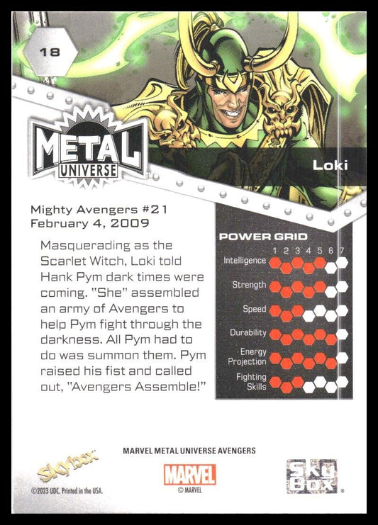 2024 SkyBox Metal Universe Marvel Avengers #18 Loki