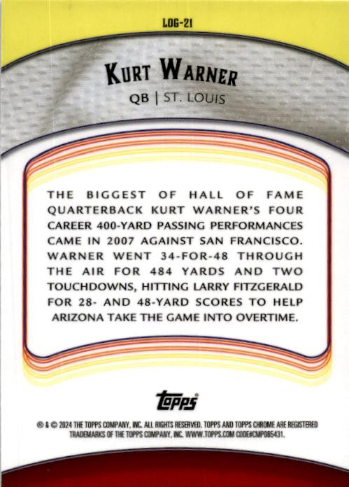 2024 Topps Chorme Pink Legends of the Gridiron # Kurt Warner Rams
