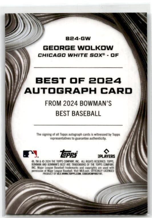 2024 Bowman's Best Teal Refractors /15 #B24-GW George Wolkow Auto White Sox