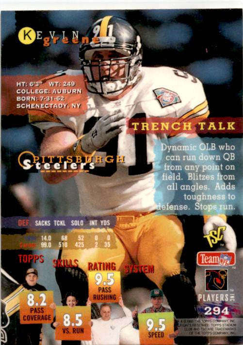 1995 Stadium Club #294 Kevin Greene Pittsburgh Steelers