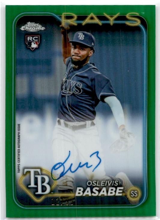 2024 Topps Chrome #RA-OB Osleivis Basabe Rookie Autographs Green Refractor #/99