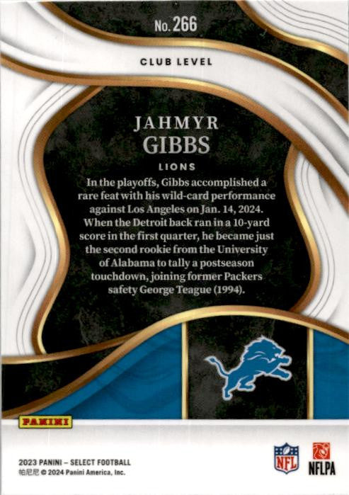 2023 Panini Select #266 Jahmyr Gibbs Rookie Detroit Lions