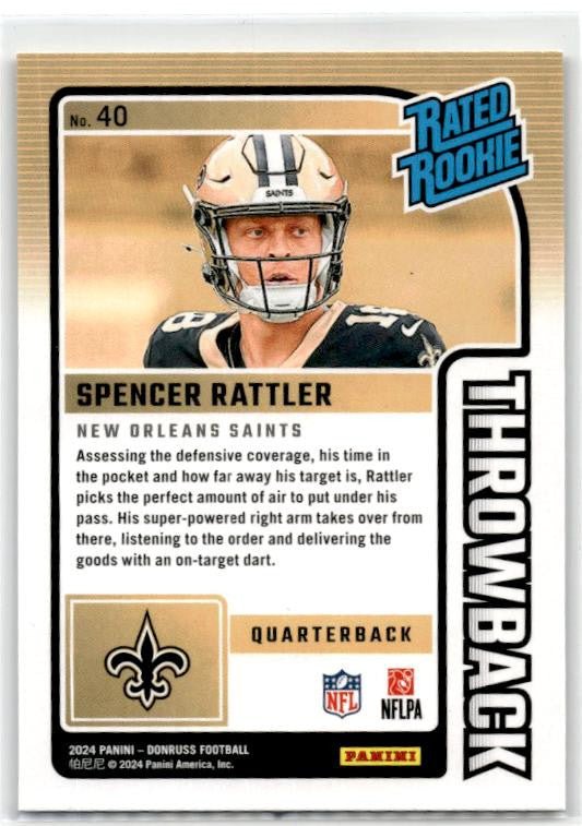 2024 Donruss #40 Spencer Rattler Rated Rookies Throwback