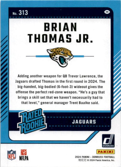 2024 Donruss #313 Brian Thomas Jr. Rookie Jacksonville Jaguars