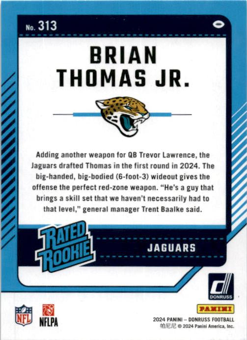 2024 Donruss #313 Brian Thomas Jr. Rookie Jacksonville Jaguars
