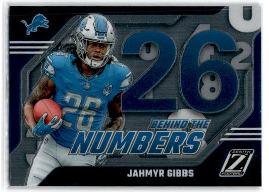 2023 Panini Zenith Behind the Numbers #9 Jahmyr Gibbs Detroit Lions