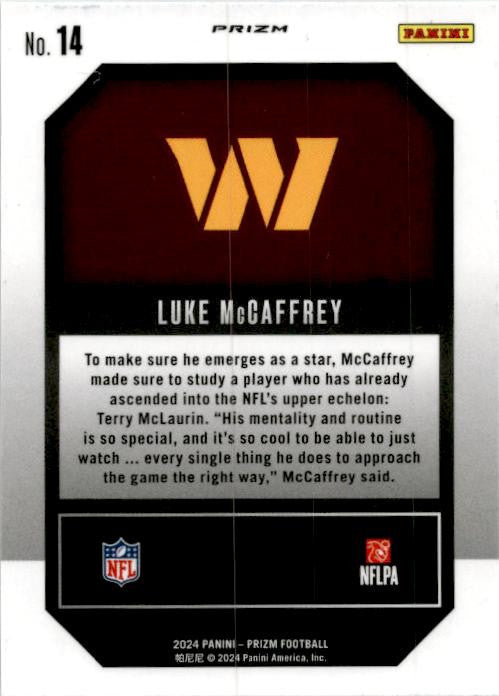 2024 Panini Prizm Emergent Green Prizm #14 Luke McCaffrey Washington Commanders