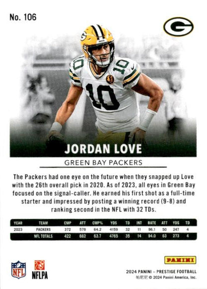 2024 Panini Prestige #106 Jordan Love Green Bay Packers
