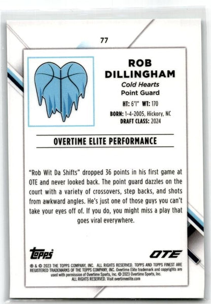 2022-23 Topps Finest OTE Aqua Wave Refractors #/75 #77 Rob Dillingham